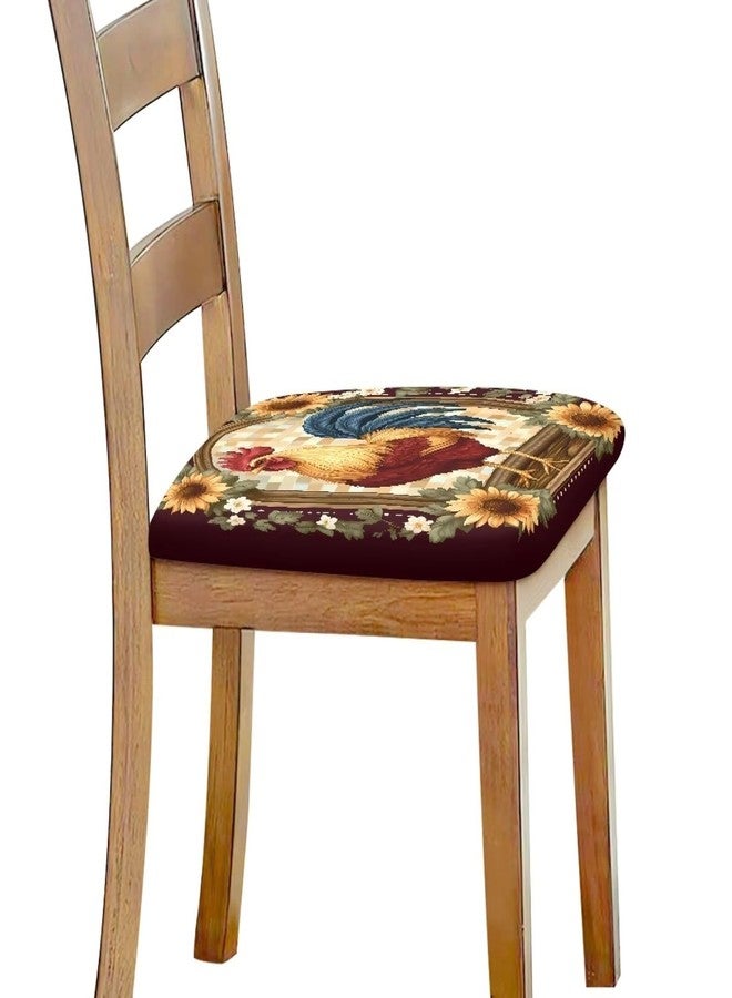 Pzuqiu Chicken Rooster Sunflower Seat Cushion Cover for Dining Chair Durable Chair Cushion Slipcover Anti-Scratch Chair Seat Protective Covers Easy Install Clean, 6 Packs - Image 3